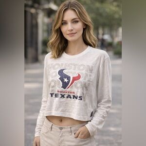 Houston Texans Cropped Long Sleeve Tee | NFL Team Apparel Size M